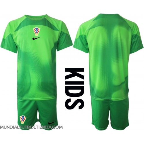 Camiseta Croacia Portero Primera Equipación Replica Mundial 2022 para niños mangas cortas (+ Pantalones cortos)